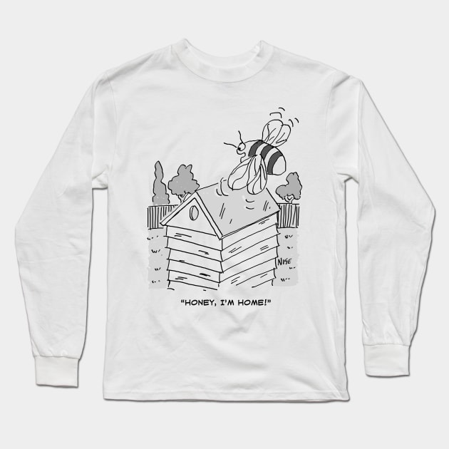 Honey Bee Returns to its Hive Long Sleeve T-Shirt by NigelSutherlandArt